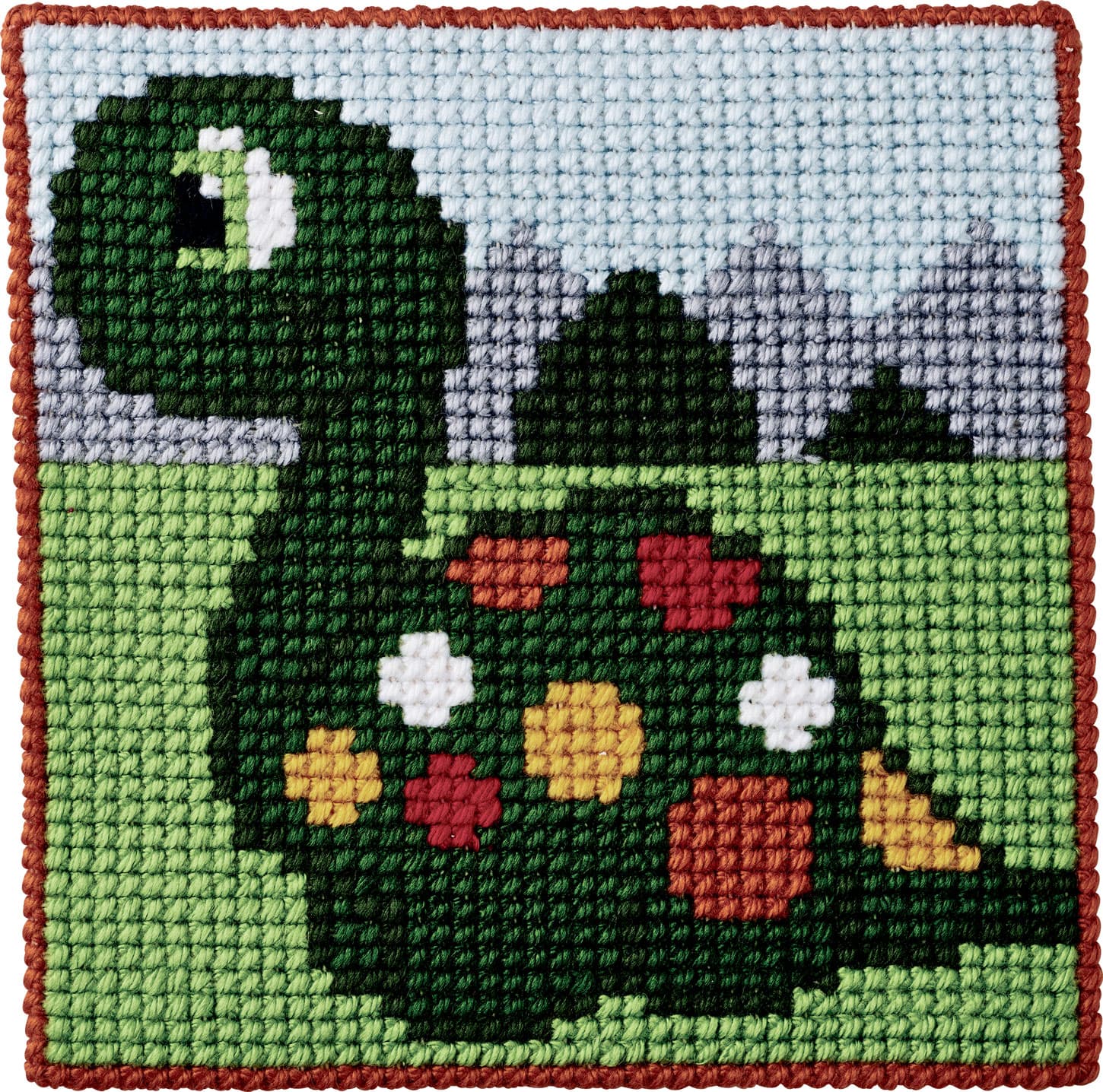 Permin Broderi - Påritad broderipaket för barn med Dino - 9323