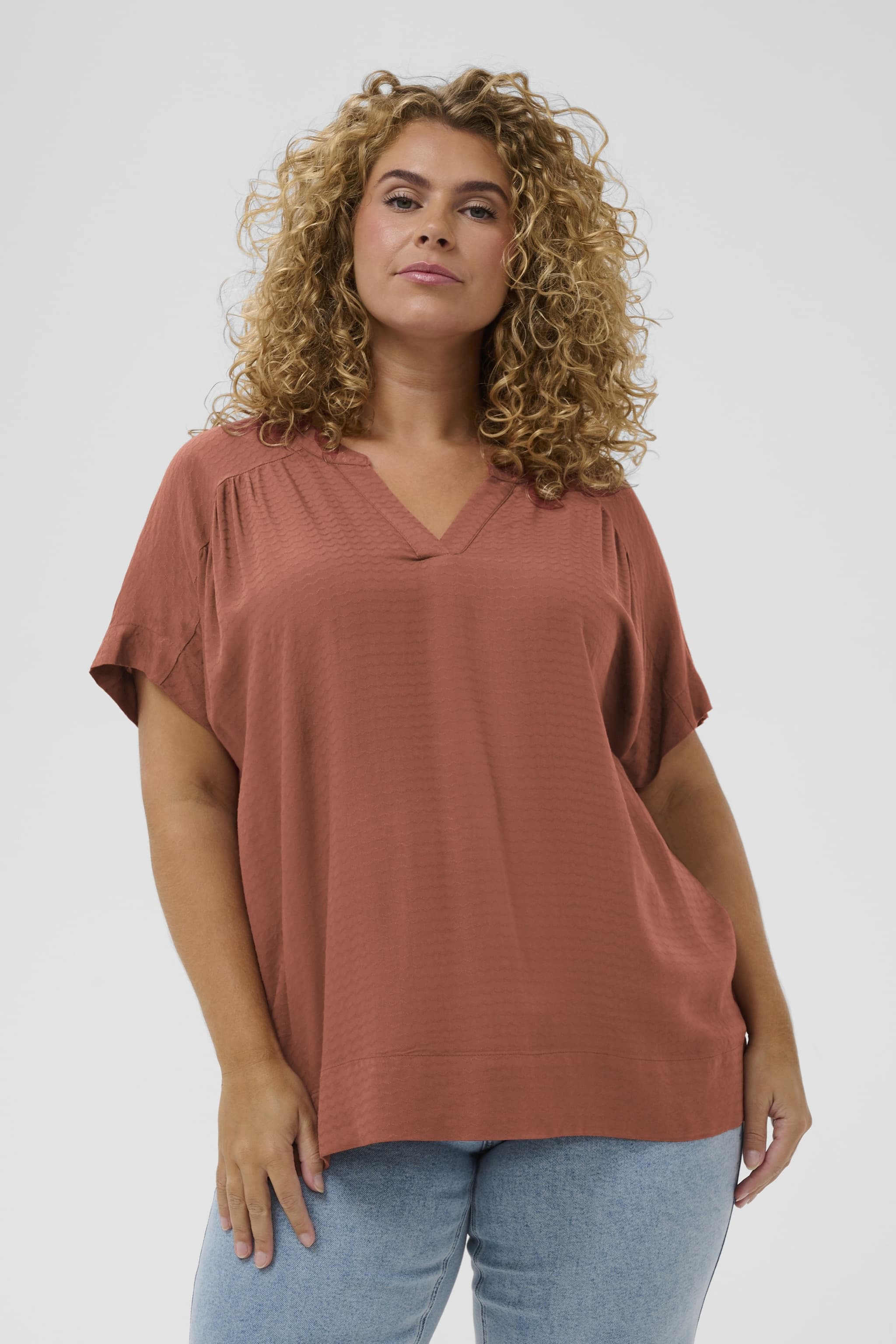 Kaffe Curve KCmina Blouse - Henna farvet bluse 10584182 Henna