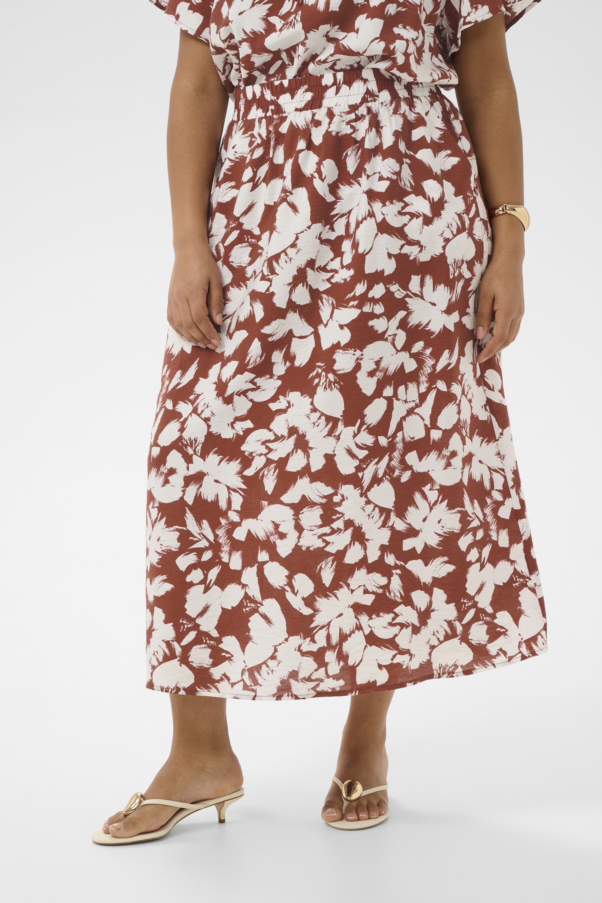 Kaffe Curve KCevia Skirt - Henna printet nederdel 10584145 Henna Chalk Flower