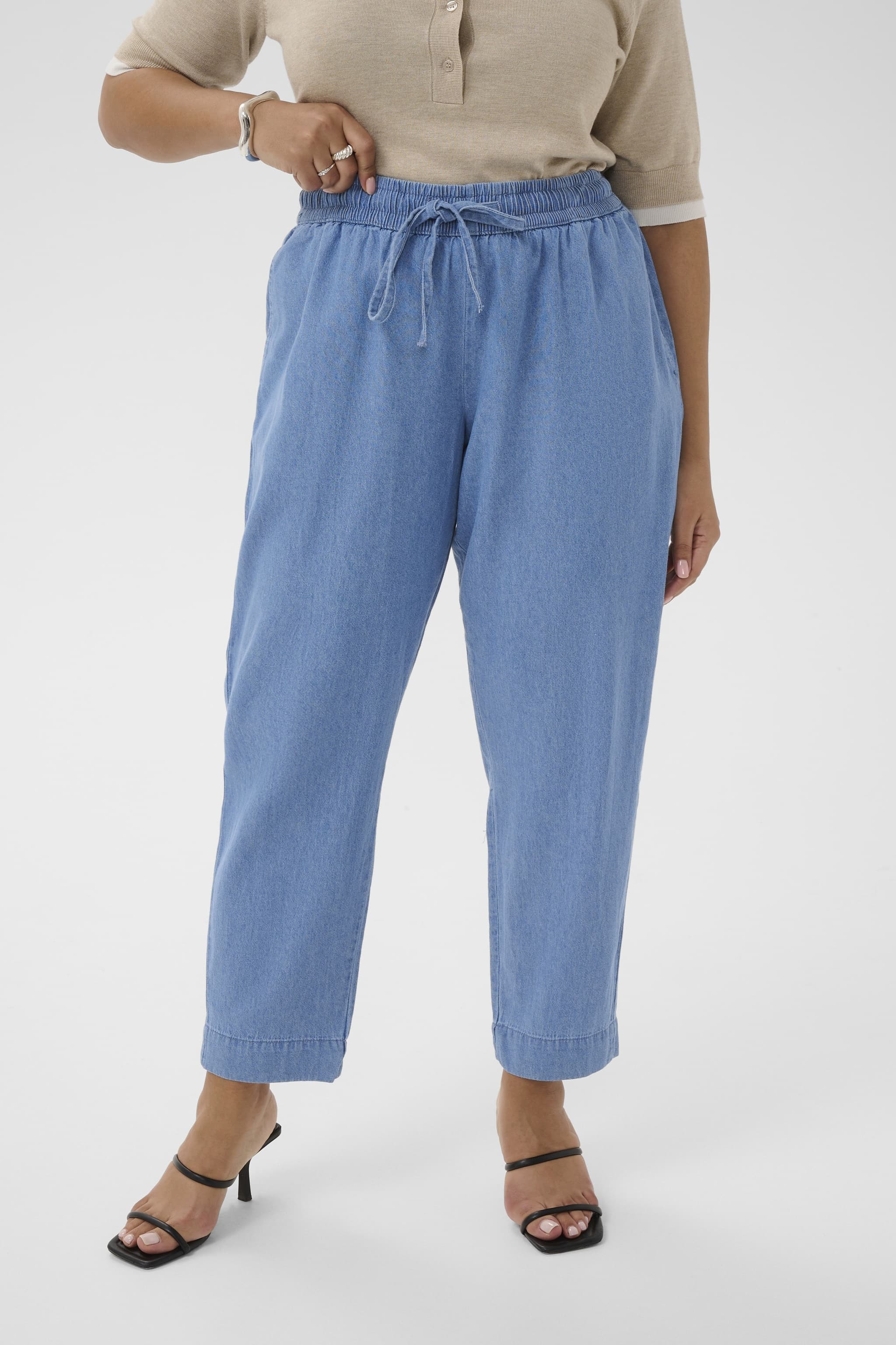 Kaffe Curve KCjada 7/8 Pants - Denim buks 10584339 Medium Blue Chambre
