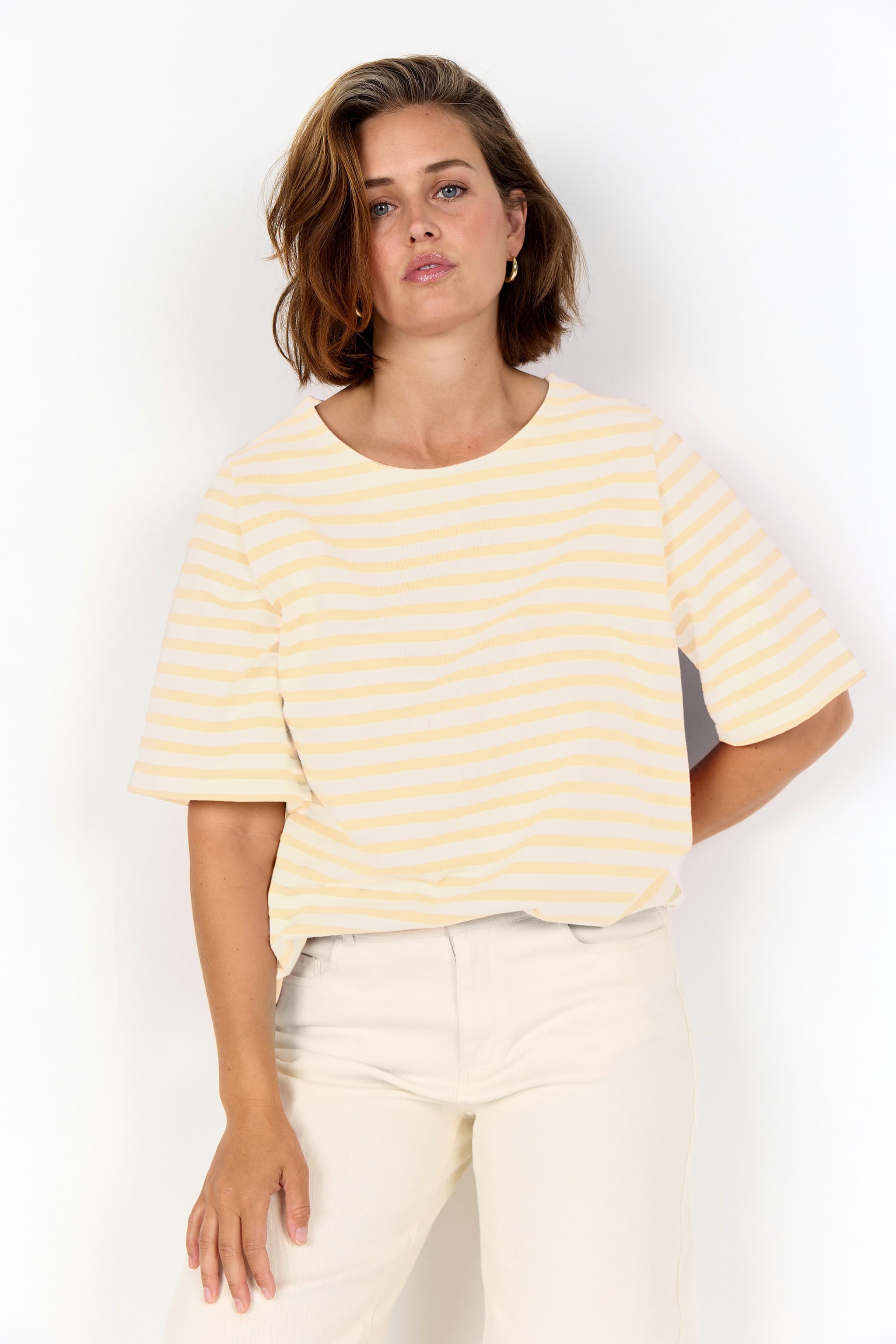 Wasabi WA-HEA 2 T-SHIRT - Gul stribet t-shirt W20592 Golden Fleece