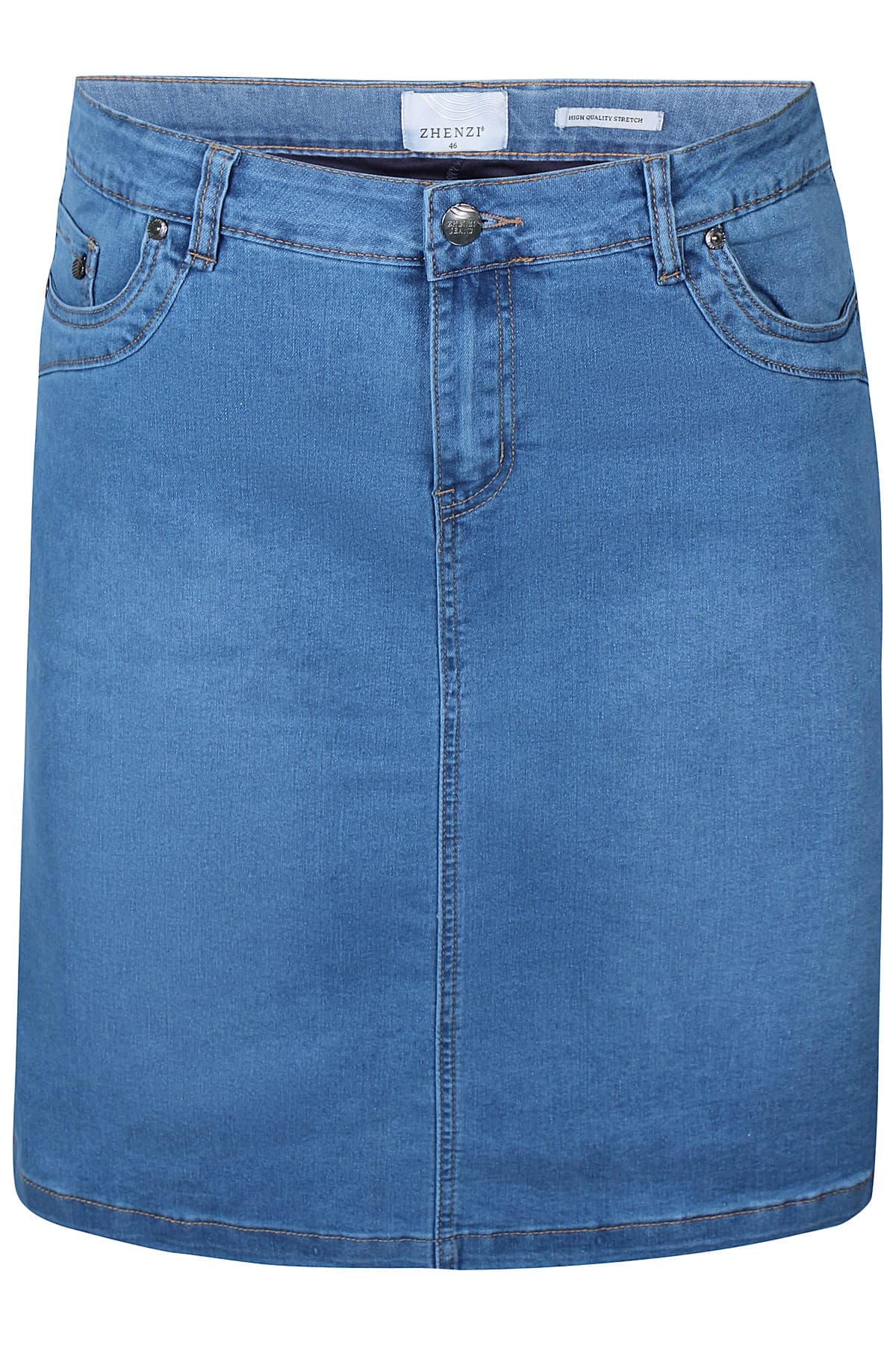 Zhenzi Zh-Sian 335 Skirt - Denim nederdel 201398 Zack Denim Wash