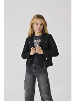 KIDS ONLY KOGFREYA sort imiteret bikerjakke i læder til piger Sort 140