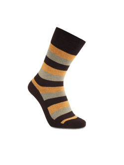 iZ Sock bambusstrømper med tykke striber i orange og brun 35 - 38