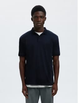 Selected strikket kortærmet polo, i Sky Captain til herre. XXL