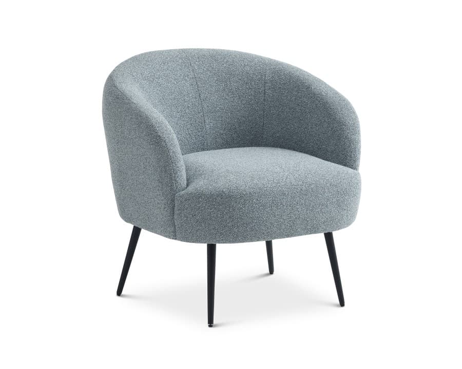 Conrad Loungestol egg blue tekstil - ben sort metal - LEXPO Living - Stof lænestol Senior