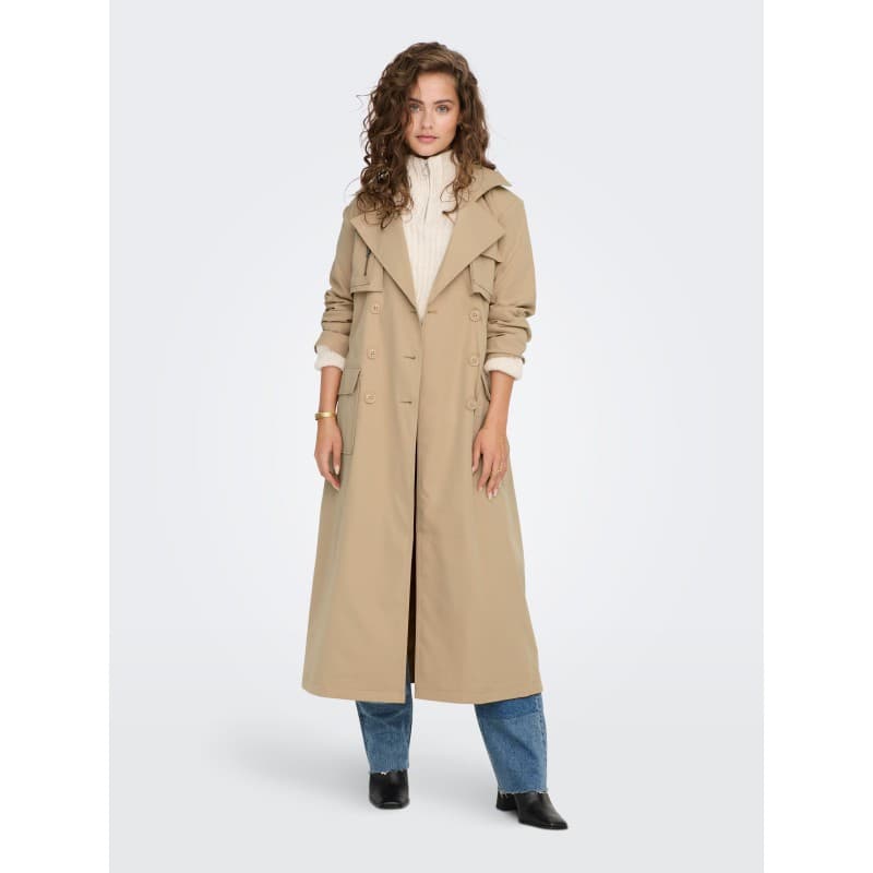 Only Lang Trenchcoat Med Rå Detaljer - Ginger Root S Ginger Root