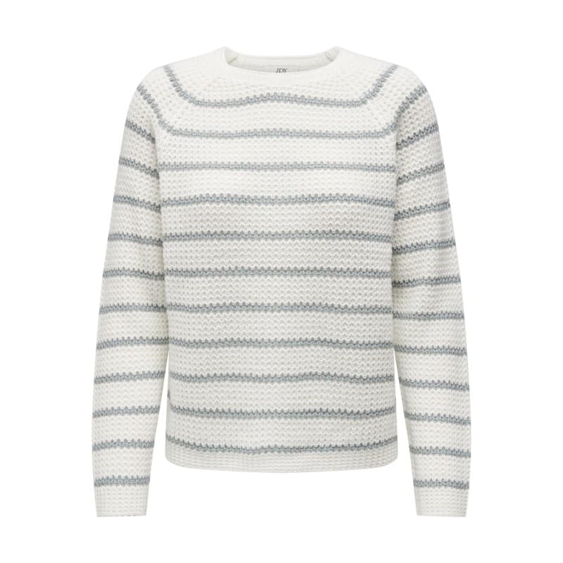 Jdy Ellen L/s Ragla Strik Stribet Pullover - Grå/cloud Dancer L Cloud Dancer