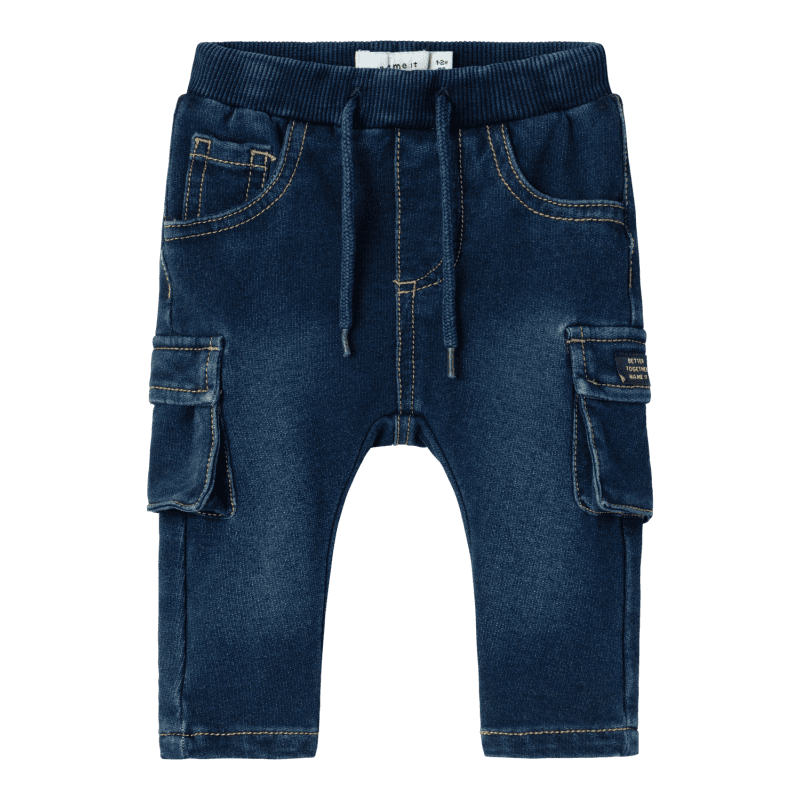 Name It Baby Ben Bag Sweat Cargo Jeans - Dark Blue Denim 62 Dark Blue Denim