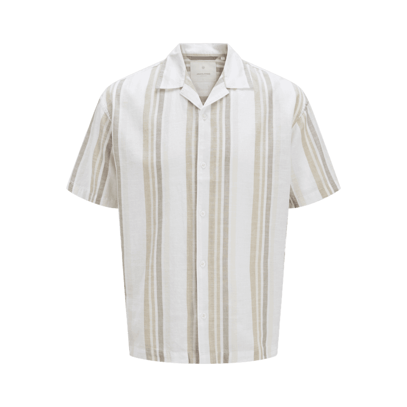 Jack & Jones Plus Ccsummer Stripe Resort Hør Skjorte - Travertine Eu4xl Us2xl Travertine