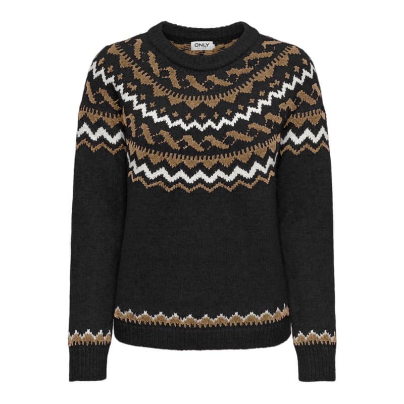 Only Isle L/s Rund Hals Strik - Sort S Sort