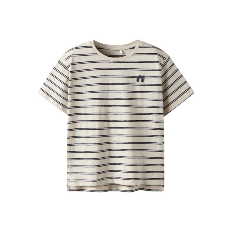 Name It Kids Voby S/s T-shirt - Whitecap Gray / Navy Blazer 122/128 Whitecap Gray