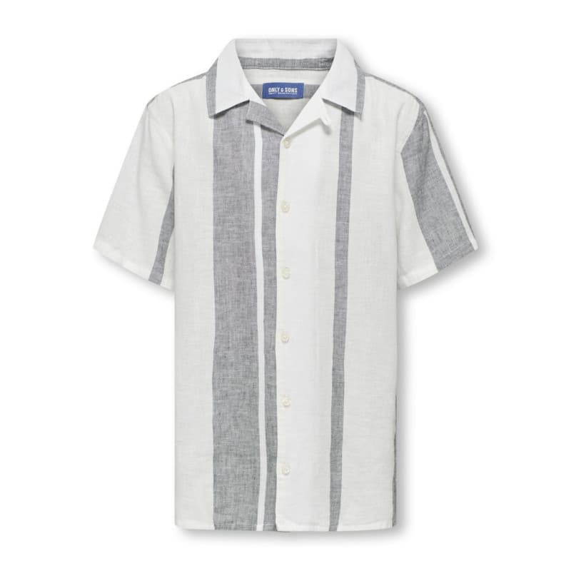 Only & Sons Junior Caiden S/s Hør Skjorte - Cloud Dancer / Dress Blue 128 Cloud Dancer