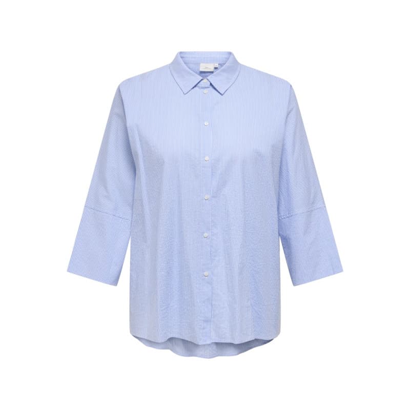 Only Carmakoma Augusta Skjorte - Cloud Dancer / Blue Stripes 42 Cloud Dancer