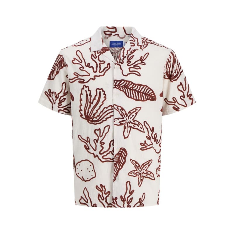 Jack & Jones Junior Luke Crinkle S/s Skjorte - Cloud Dancer 140 Cloud Dancer