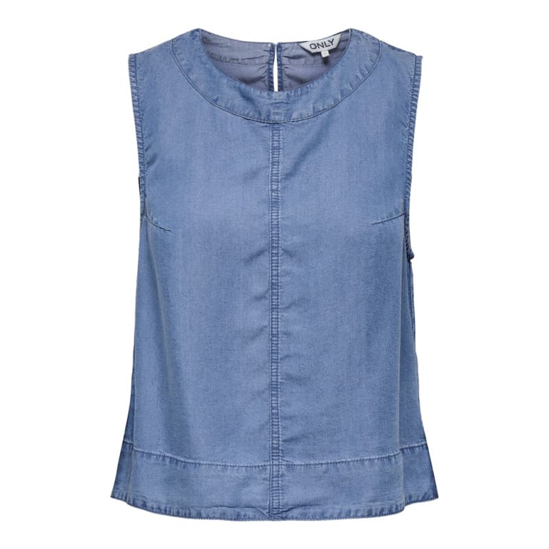 Only Pema-dorsi S/l Denim Top - Medium Blue Denim Xs Medium Blue Denim