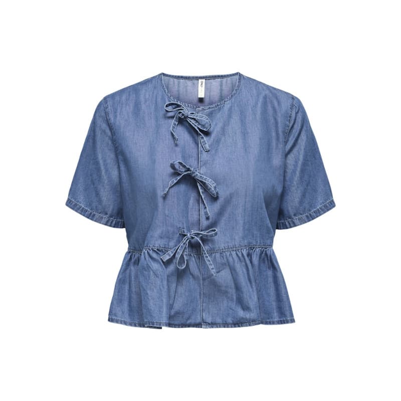 Only Bea S/s Denim Top - Medium Blue Denim Xs Medium Blue Denim