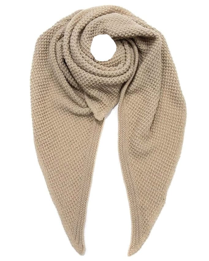 Beige Trekantet Halstørklæde til damer - Blødt viskose/uld tørklæde