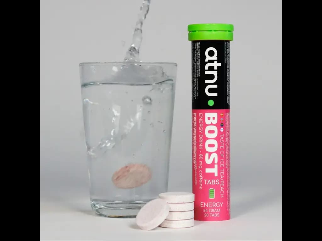 ATNU Boost Energy Drink - Koffeintabs med smag af Ice Tea Peach - 20 tabs