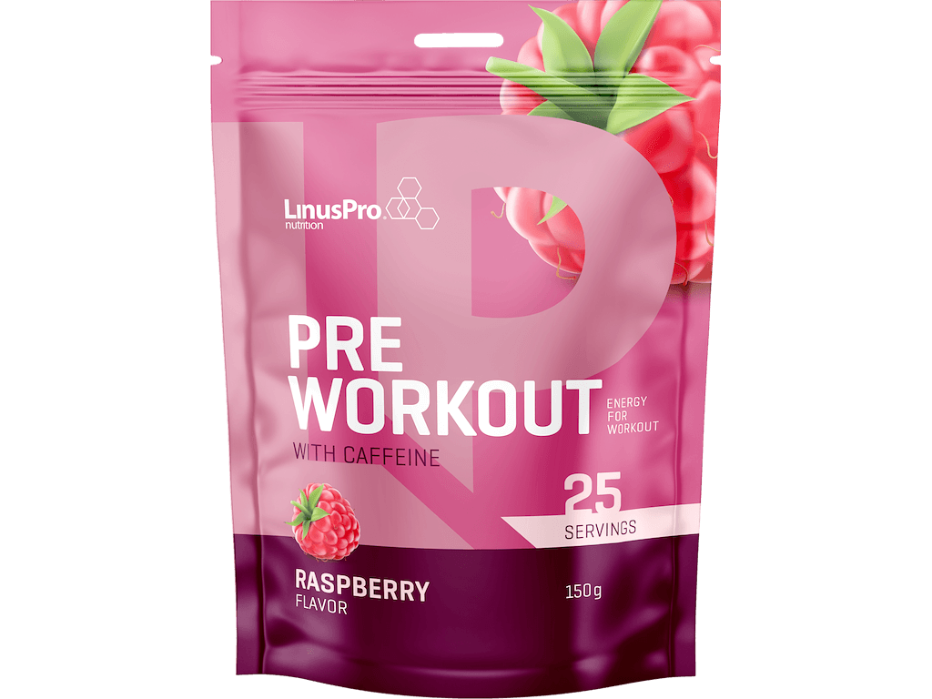 LinusPro Pre Workout med Koffein - Hindbær - 150g