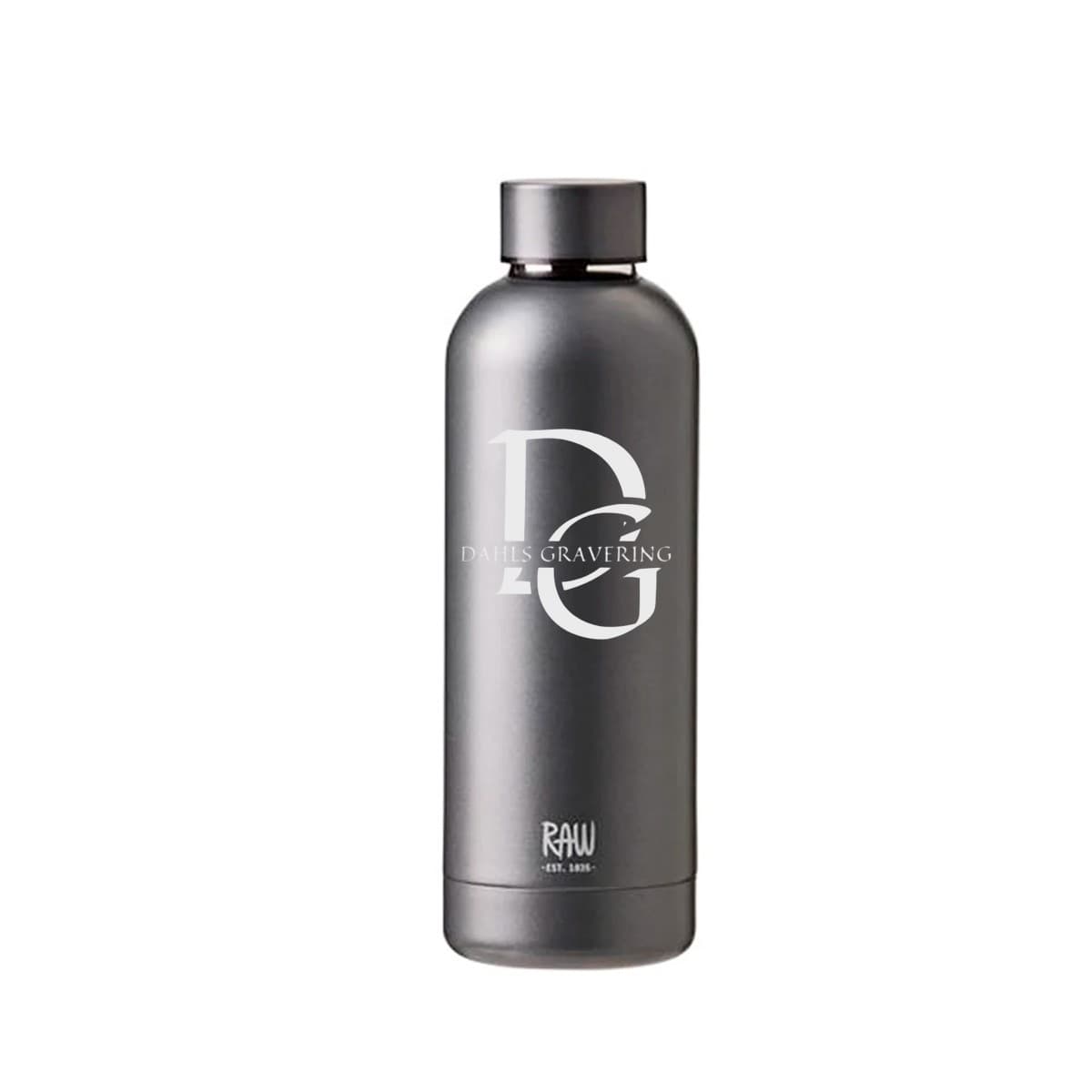 RAW TO GO Termoflaske med logo, Metallic Dark Grey - Firmagaver med logo med gravering