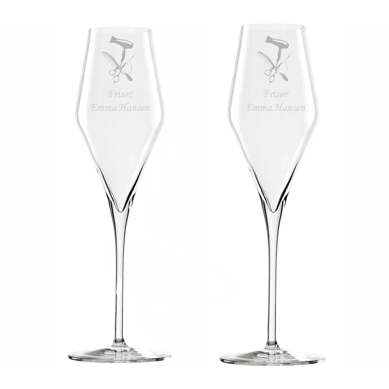 Stölzle Lausitz Champagne Goblet Quatrophil frisør sæt af 2 - Gave til frisør med gravering