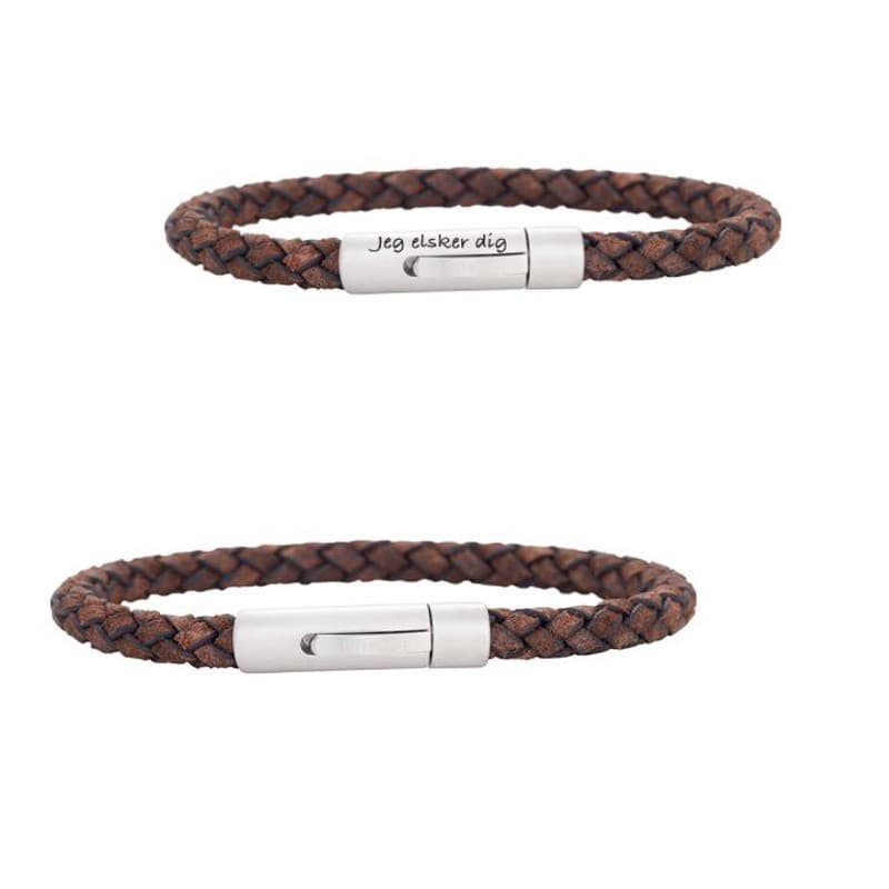 SON OF NOA armbånd mørkebrun kalveskind 23cm - Læderarmbånd med gravering