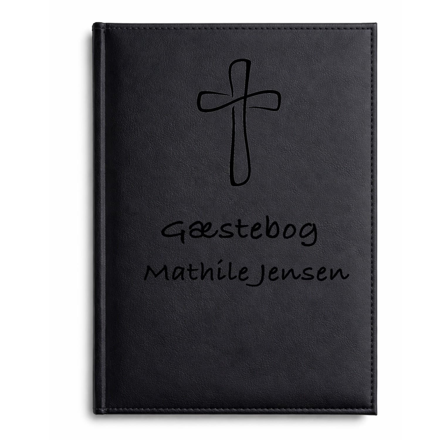 Gæstebog Sort Konfirmation med linjer 20 x 27 cm - Gæstebog med gravering