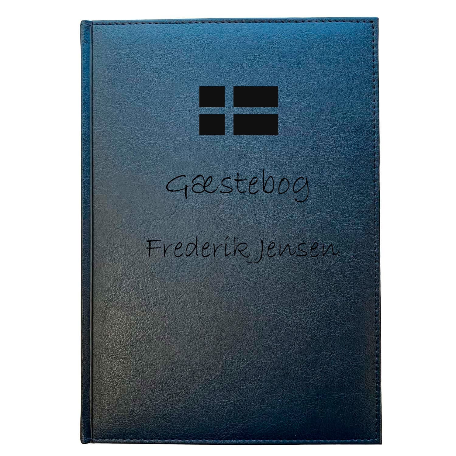 Gæstebog Sort uden linjer 20 x 27 cm - Gæstebog med gravering