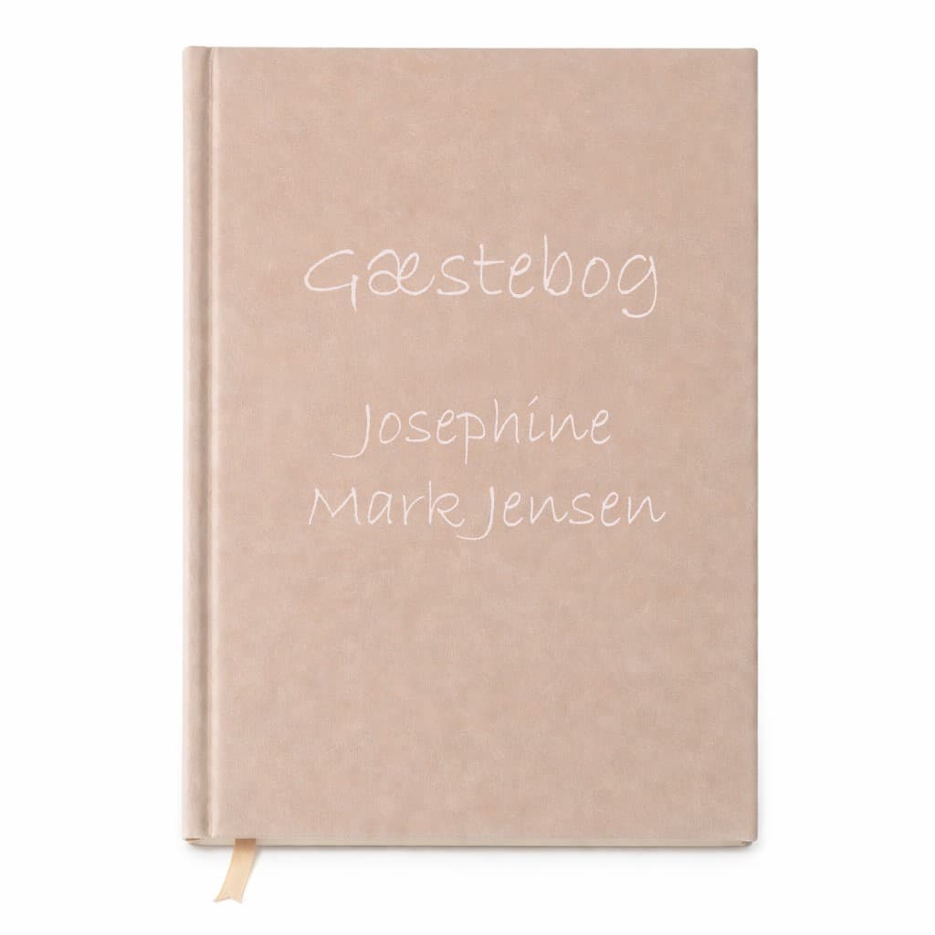 Gæstebog Beige med linjer 17,5 x 24,5 cm - Gæstebog med gravering