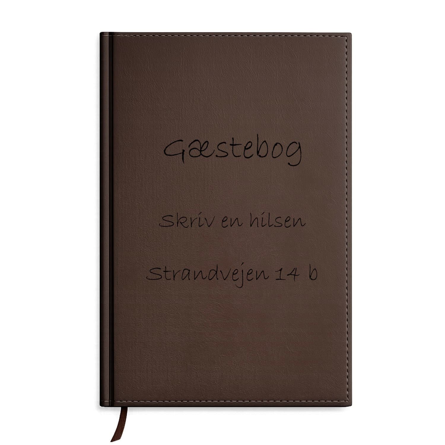 Gæstebog Brun med linjer 20 x 27 cm - Gæstebog med gravering