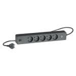 LK 5-Stikd�se uden jord, med 2xUSB, med afbryder og 1,5 meter ledning, koksgr�