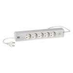 LK 5-Stikd�se uden jord, med 2xUSB, med afbryder og 1,5 meter ledning, hvid/alu