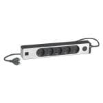 LK 3-Stikd�se uden jord, med 2xUSB, med afbryder og 1,5 meter ledning, koksgr�/alu.