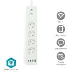 Nedis SmartLife 4-Stikd�se | Wi-Fi | Schuko (CEE 7/7) / USB A / USB-C | 16 A | 3680 W | 2.00 mtr. ledning| Hvid