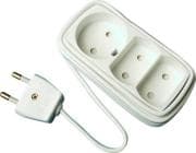 3-stikd�se 1xrund og 2 flade stik uden jord med 1,5 meter ledning hvid
