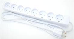 8-stikd�se uden jord med 1,5 meter ledning - hvid