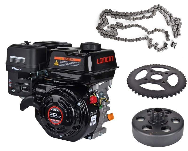 Go-kart start kit 7 hk motor 19mm aksel + slyngkobling + kæde - Primus Danmark