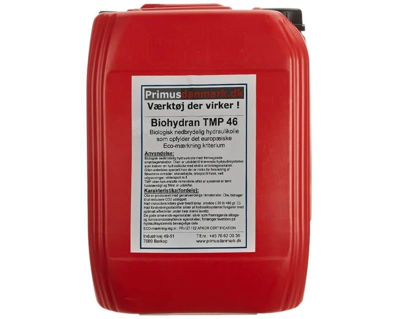 Hydraulikolie - biologisk nedbrydelig 20 liter - Primus Danmark