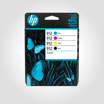 HP 912 sæt/4 stk. BK,C,M,Y, Originale patroner BK 300 sider, C,M,Y 315 sider