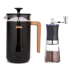 La Cafetière Pisa 8-kop Presskanna Svart och Manuell Kaffekvarn Svart