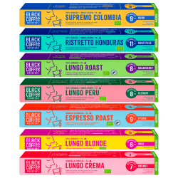 Black Coffee Roasters Mix Pack Ekologiska Kaffekapslar 7x10 st