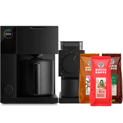 Fellow Aiden Filter Kaffemaskin Svart Inkl. Fellow Ode Brew Elektrisk Kaffekvarn Gen. 2 & 1,3 kg Rigtig Kaffe Hela kaffebönor