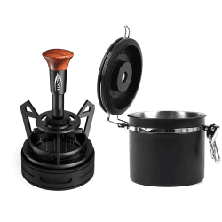 IKAPE V3 Springback Roterande WDT Tool 58 mm Valnöt Inkl. Kaffebehållare Svart 600 g