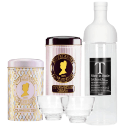 Hario 0,75 L Istebryggare med 2 Glas inkl. Østerlandsk Thehus Strawberry Cream 125g & Colombine 125g