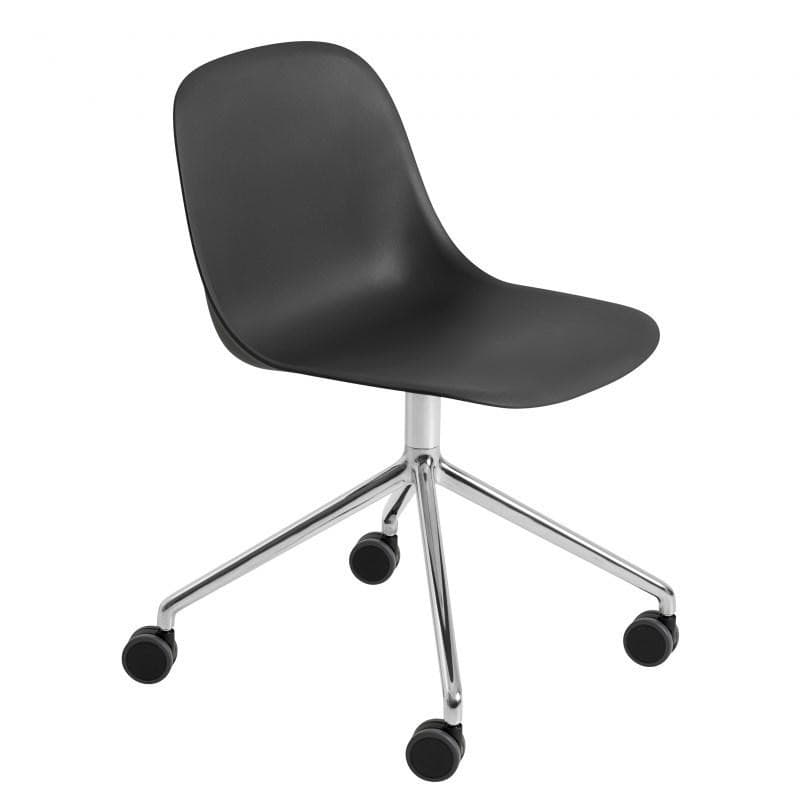 Muuto Fiber Side Chair Dreje- og Hjulstel Plast Sort/Sort