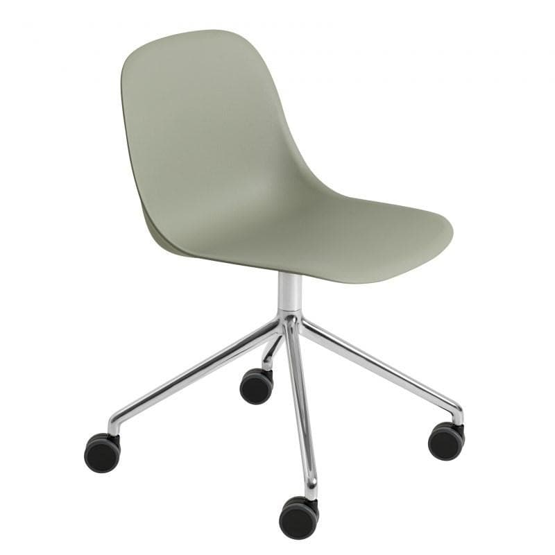 Muuto Fiber Side Chair Dreje- og Hjulstel Plast Dusty Green/Dusty Green