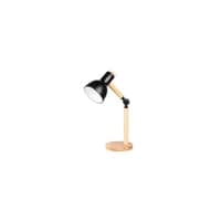 Bordlampe, sort metal og tr, 1,5 meter ledning, E27 fatning, uden lyskilde