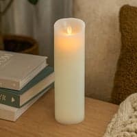 LED XL Bloklys, 30 cm, med flammeeffekt og fjernbetjening, hvid