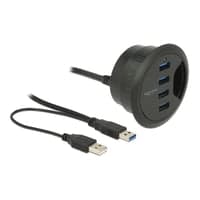 USB Hub til hul i skrivebord, 4 porte, USB 3.0